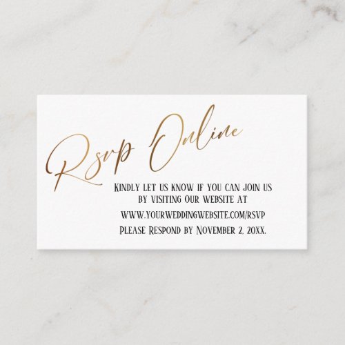 Wedding RSVP Online Gold Elegant Handwriting Enclosure Card