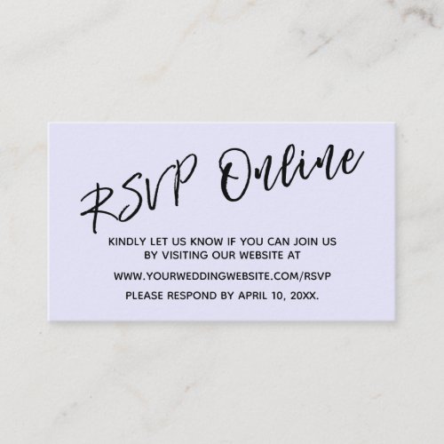 Wedding RSVP Online Handwriting Lavender Enclosure Card