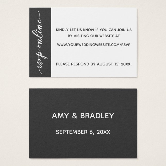 Wedding RSVP Online Insert Dark Gray & White (Front & Back)