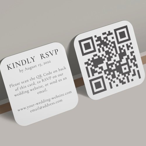 Wedding RSVP Online On Website With QR Code Enclosure Card
