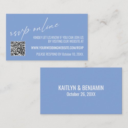 Wedding RSVP Online QR Code Periwinkle Blue Enclosure Card