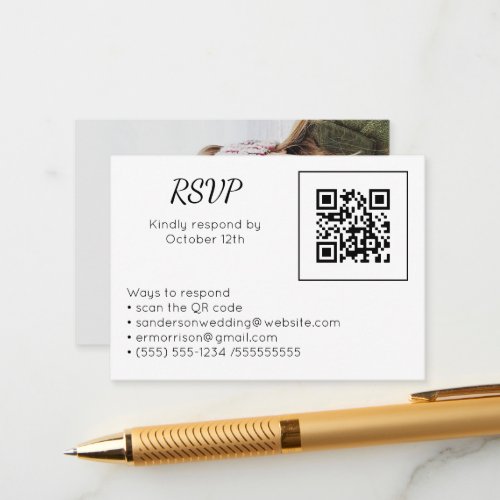 Wedding RSVP Online QR Code Photo Enclosure Card