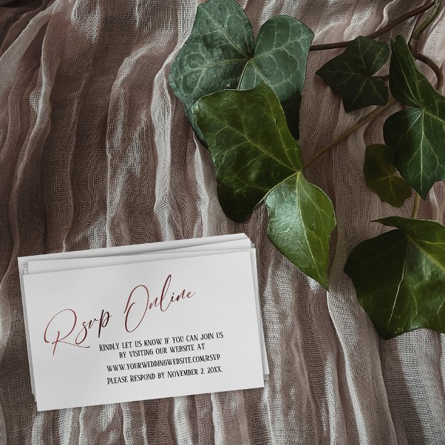Wedding RSVP Online Rose Gold Elegant Handwriting  Enclosure Card (Creator Uploaded)