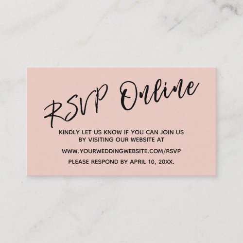 Wedding RSVP Online Simple Blush Pink Card