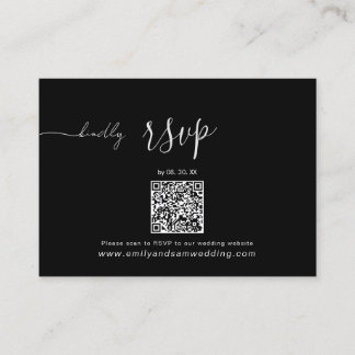 Wedding RSVP Pack | QR Code Minimalist Black Business Card