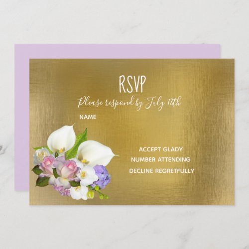 Wedding RSVP  pastel floral and gold theme Invitation