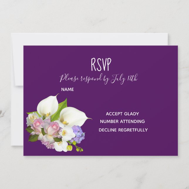 Wedding RSVP pastel floral and purple theme Invitation | Zazzle