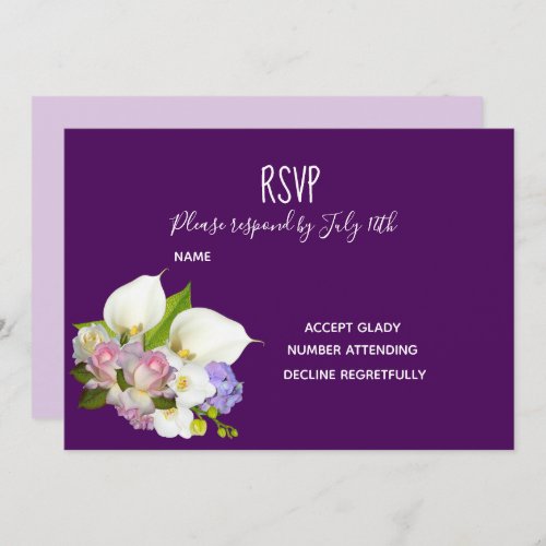 Wedding RSVP  pastel floral and purple theme Invitation