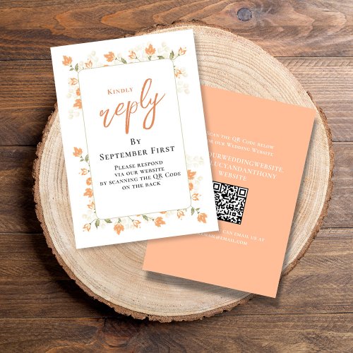 Wedding RSVP Peach Floral QR Code