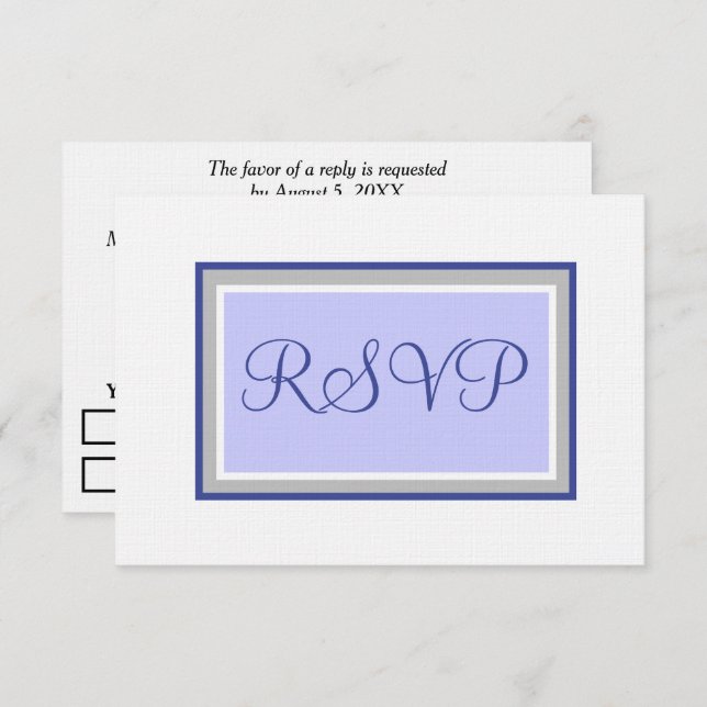 Wedding RSVP Periwinkle and Silver (Front/Back)