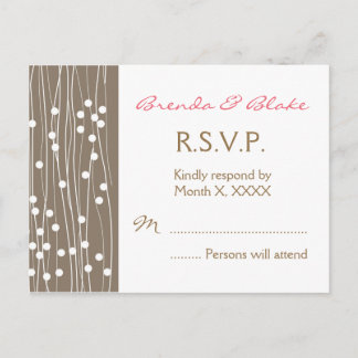 Wedding RSVP Post Card - Organic Dots and Lines