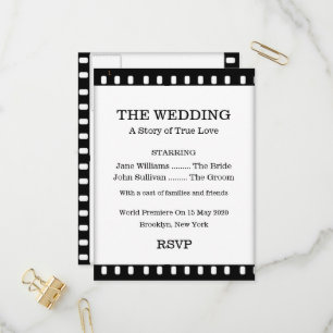 Wedding RSVP Postcard With A Movie Film Theme