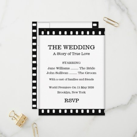 Wedding Rsvp Postcard With A Movie Film Theme