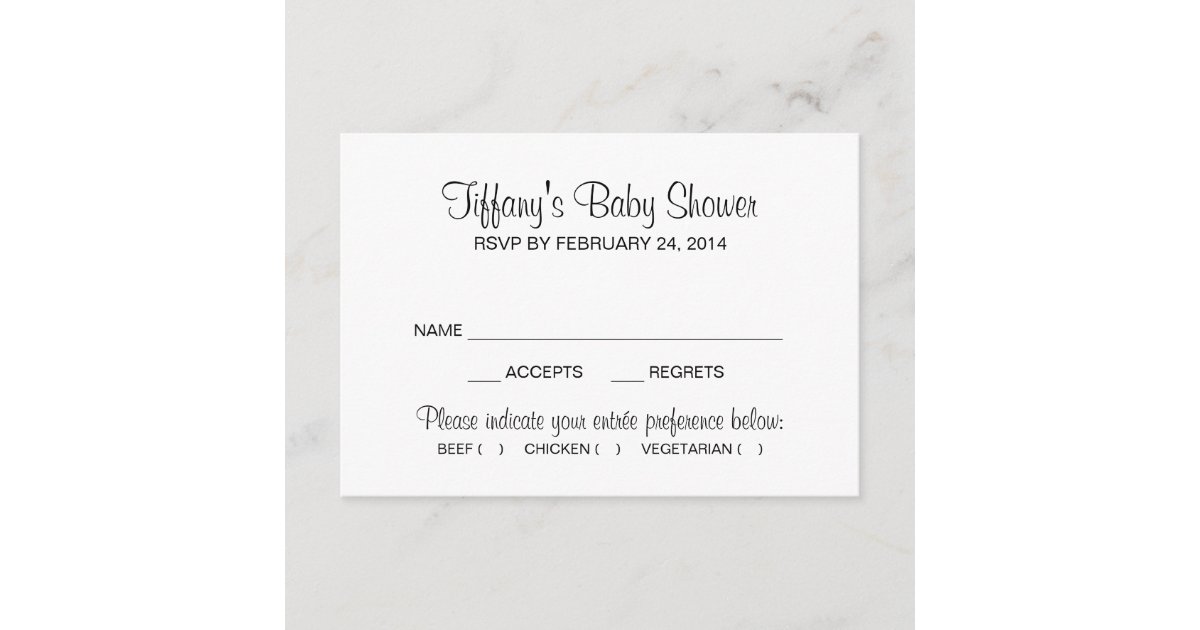 Wedding RSVP Postcard with Meal Choices