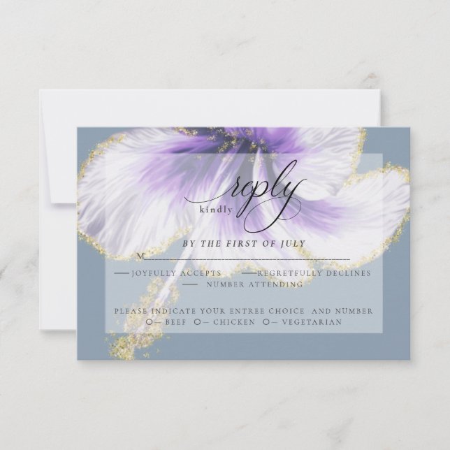 Wedding RSVP | Purple Watercolor Hibiscus Flower (Front)