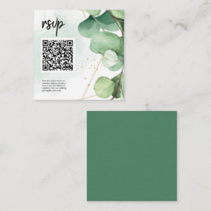Wedding RSVP QR Code Green Elegant Eucalyptus Enclosure Card