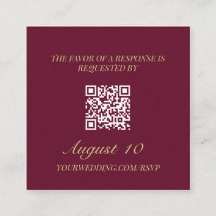 Wedding RSVP QR Code Illustrated Locket Monogram Enclosure Card