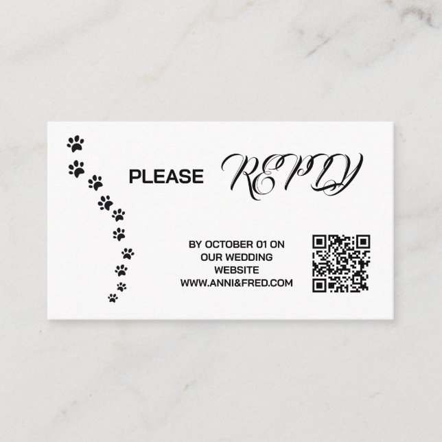 Wedding RSVP | QR Code Minimalist Clean Simple Enc Enclosure Card (Front)