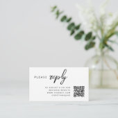 Wedding RSVP | QR Code Minimalist Clean Simple Enclosure Card (Standing Front)