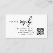 Wedding RSVP | QR Code Minimalist Clean Simple Enclosure Card (Front)