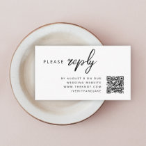 Wedding RSVP | QR Code Minimalist Clean Simple Enclosure Card