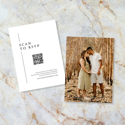 Wedding RSVP QR Code Minimalist Clean Simple Enclosure Card