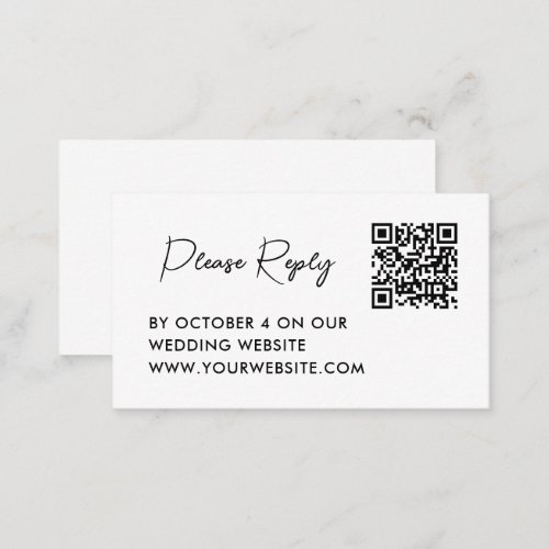 Wedding RSVP  QR Code Minimalist Clean Simple  Enclosure Card