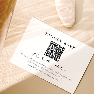 Wedding RSVP QR Code Modern Minimal Enclosure Card