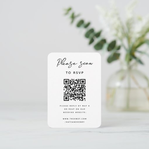 Wedding RSVP | QR Code Modern Minimalist Simple Enclosure Card | Zazzle