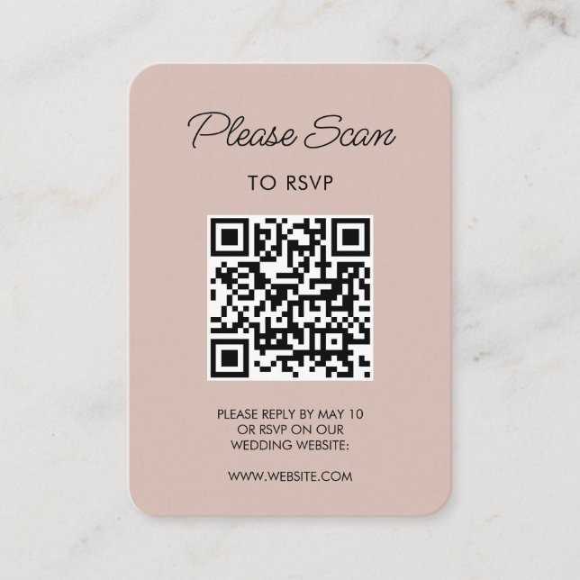 Wedding RSVP, QR Code Modern Minimalist Simple Enclosure Card (Front)