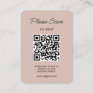 Wedding RSVP, QR Code Modern Minimalist Simple Enclosure Card