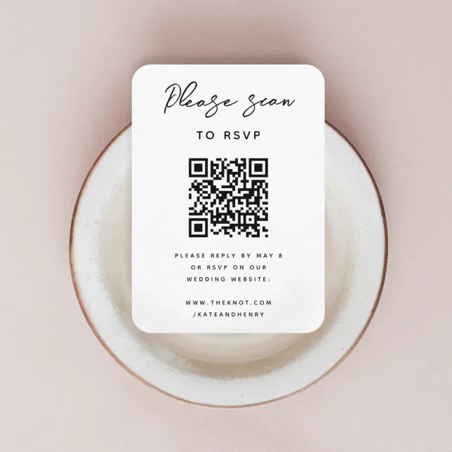 Wedding rsvp qr code modern minimalist simple enclosure card zazzle