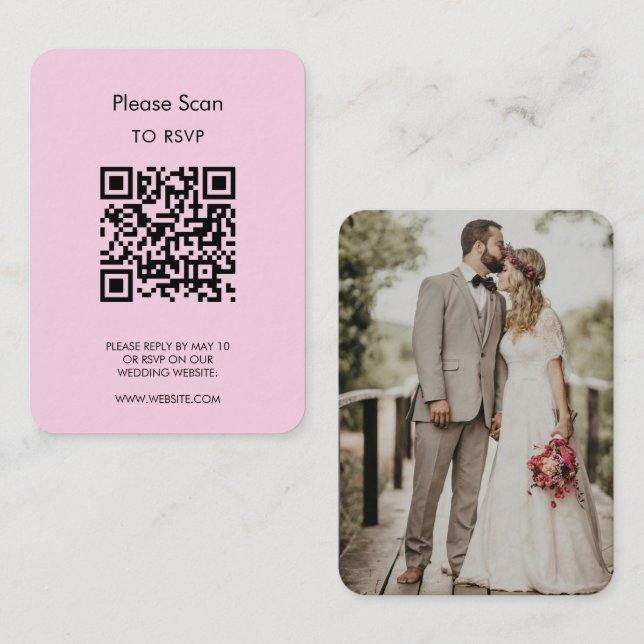 Wedding RSVP, QR Code Modern Minimalist Simple Enclosure Card (Front/Back)