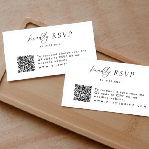 Wedding RSVP QR Code Modern Simple Enclosure Card