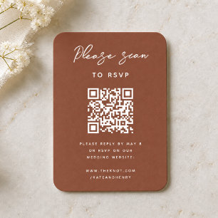 Wedding RSVP QR Code Modern Terracotta Rust Enclosure Card