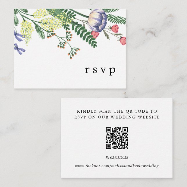 Wedding RSVP QR Code Response Card (Front/Back)