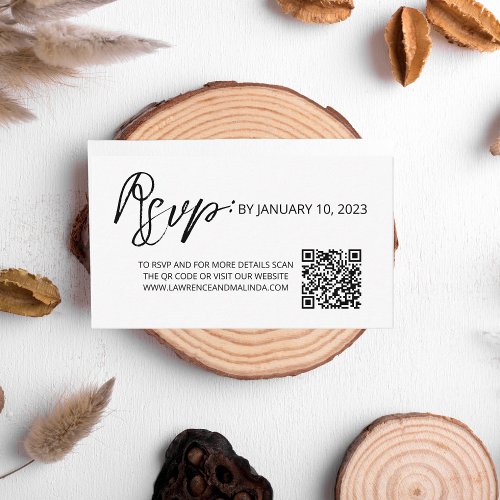 Wedding RSVP QR Code Simple Clean Minimalist Enclosure Card