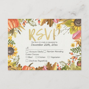 Wedding RSVP Reply Autumn Maple Fall Leaf Pumpkin