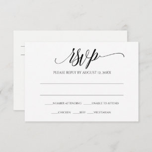 Wedding RSVP Reply Card Luxe Calligraphy (Black)