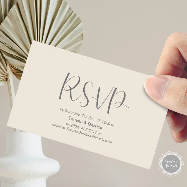 Wedding RSVP, respond, Minimalist Script Enclosure Card | Zazzle