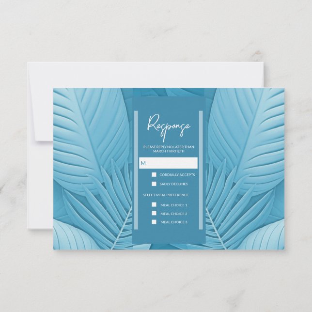 Wedding RSVP Response Card | Tropical Teal (Back)