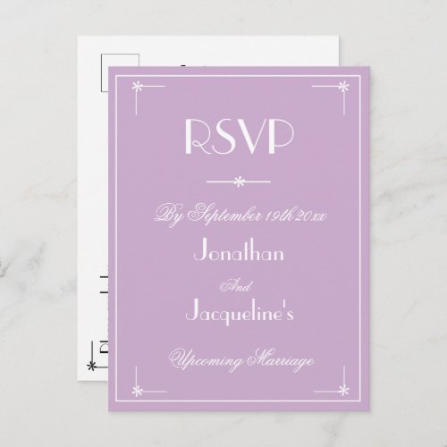  Wedding RSVP Response Elegant Invitation Postcard