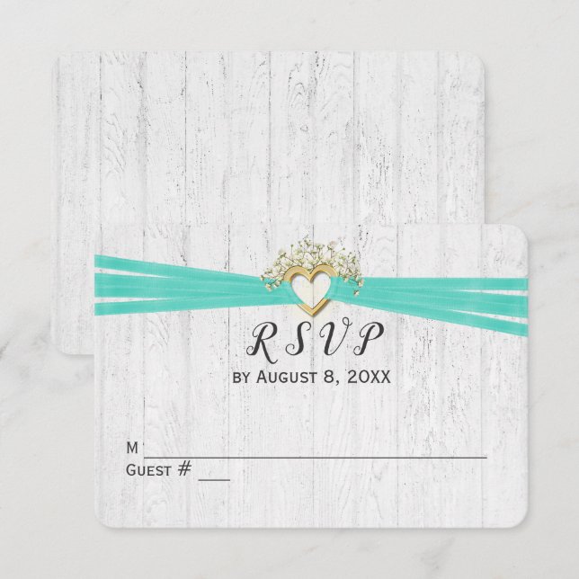 Wedding RSVP Ribbon Heart Invitation (Front/Back)