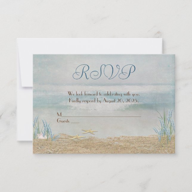 Wedding RSVP seashore watercolor (Front)