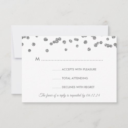 Wedding RSVP Silver Faux Glitter Confetti