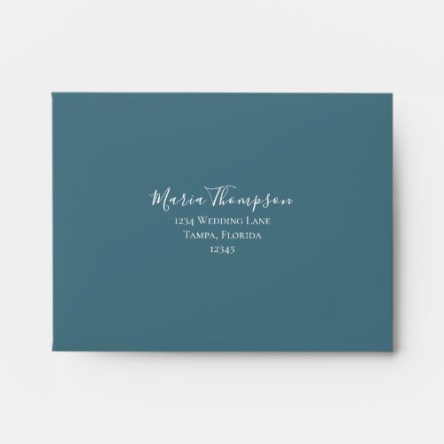Wedding RSVP Simple Blue Minimalist Calligraphy Envelope
