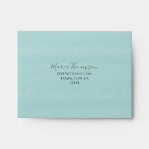Wedding RSVP Simple Minimalist Beach Turquoise Envelope