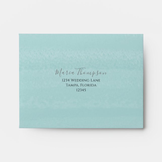 Wedding RSVP Simple Minimalist Beach Turquoise Envelope (Front)