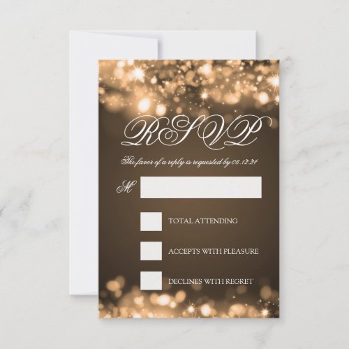Wedding RSVP Sparkling Lights Gold