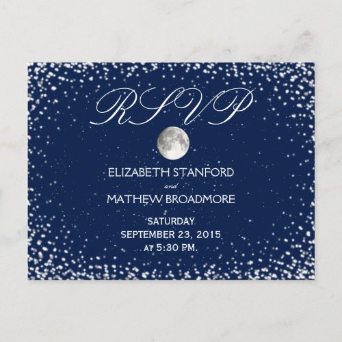 Wedding RSVP  Starry Night Moon Postcard
